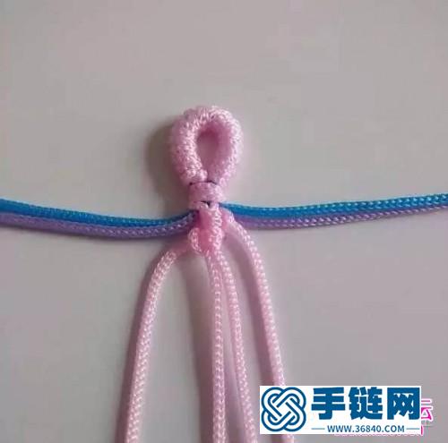三彩雀頭結手鏈的編法圖解