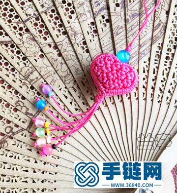 繩編心形六瓣花錦囊掛飾教程