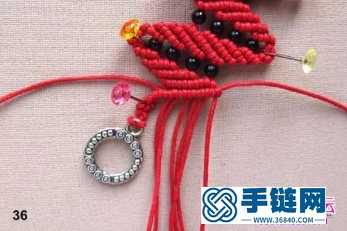 中國(guó)結(jié)編織紅色波浪串珠手鏈教程