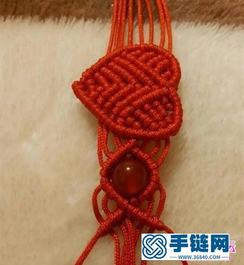 中國結編織十里桃花愛心紅繩手鏈教程