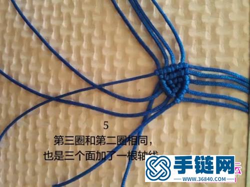 中國結編織三色斜卷結手鏈教程
