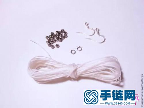 中國結編織純白串珠耳墜教程