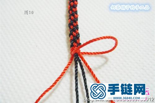 黑線、紅霞和珠子編織出來的手繩
