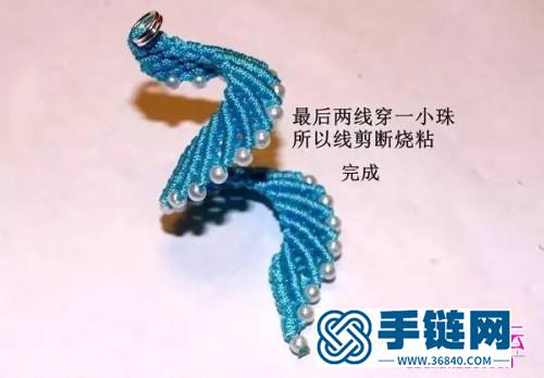中國結編織斜卷結串珠旋轉耳飾圖解