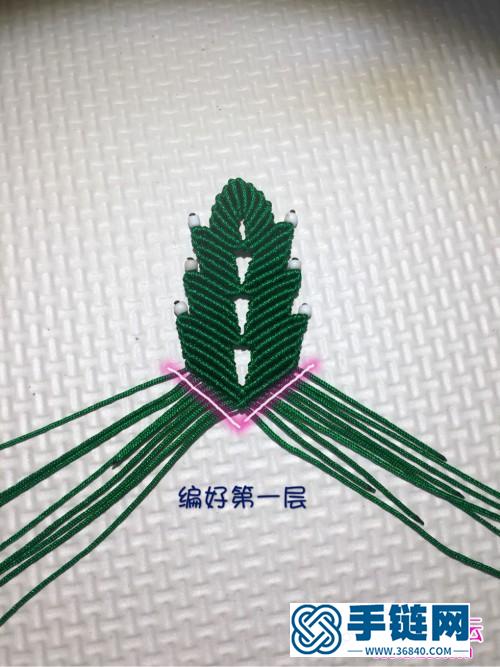 繩編樹葉書簽的詳細編法教程