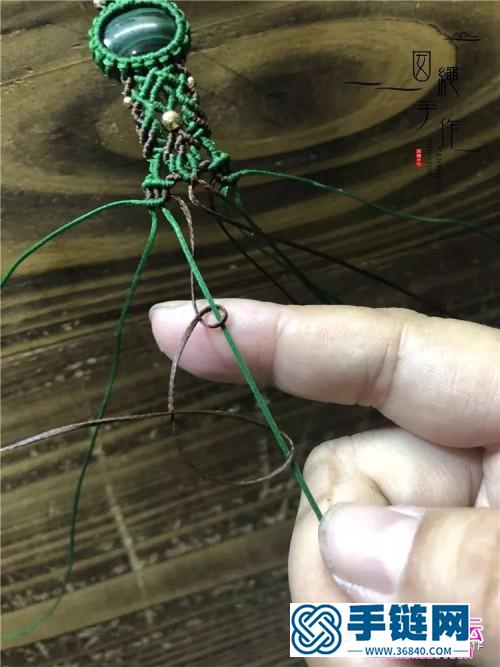 繩編雀蔸包石頭綠黑手鐲的詳細編制步驟圖