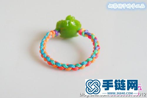 紅繩四股辮玫瑰花戒指的編法教程
