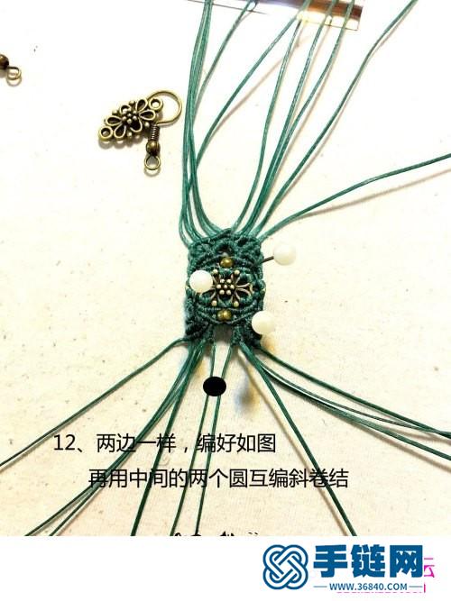 扁蠟線繩編古銅復古小花戒指的詳細編制圖解