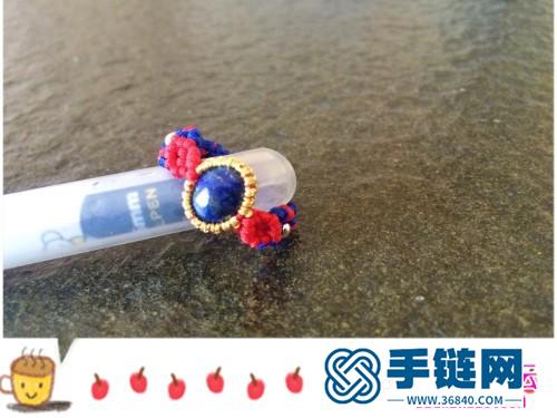 繩編青金石包石戒指的制作步驟圖