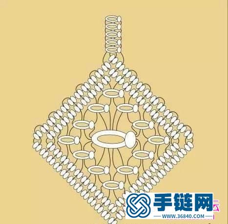 中國結編織鏤空蕾絲鉆石菱形掛件圖解