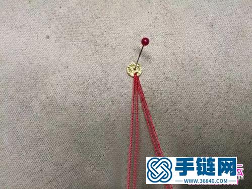 繩編小金幣紅繩腳鏈的編制圖解
