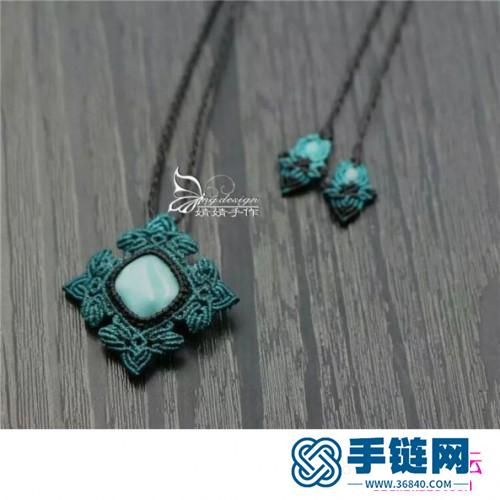 蠟線繩編綾花包石項鏈的詳細編制圖解