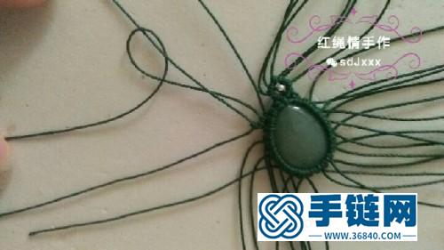 中國結編織波浪花鑲寶石吊墜圖解