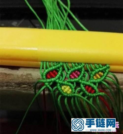 繩編彩色葉子寬手鐲教程