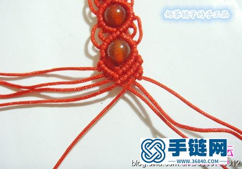 繩+紅瑪瑙轉運手鏈的編織方法
