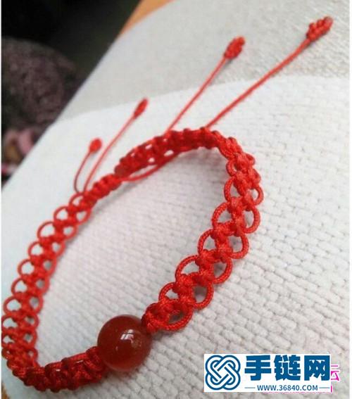 玉線紅瑪瑙繩編手鏈的制作方法