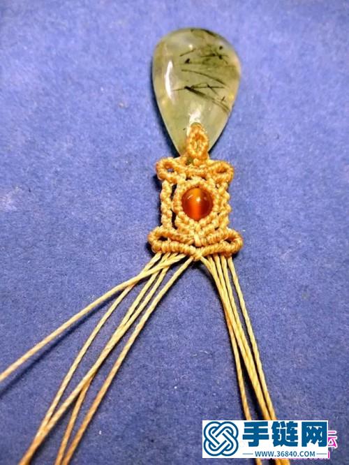 繩編水滴型葡萄石吊墜的編制圖解