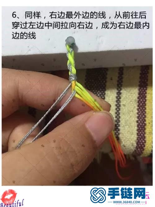泰國蠟線繩編五彩熒光漸變手繩的制作方法