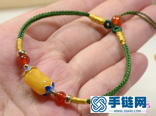 四面八股繩編蜜蠟手鏈的制作