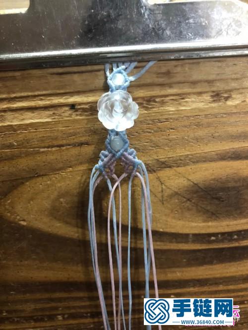 扁蠟線編水晶玫瑰花手繩的編制教程