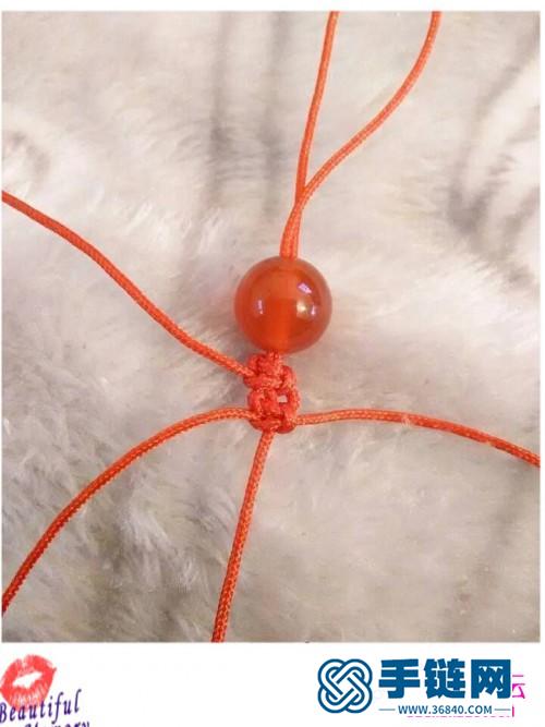 玉線紅瑪瑙繩編手鏈的制作方法
