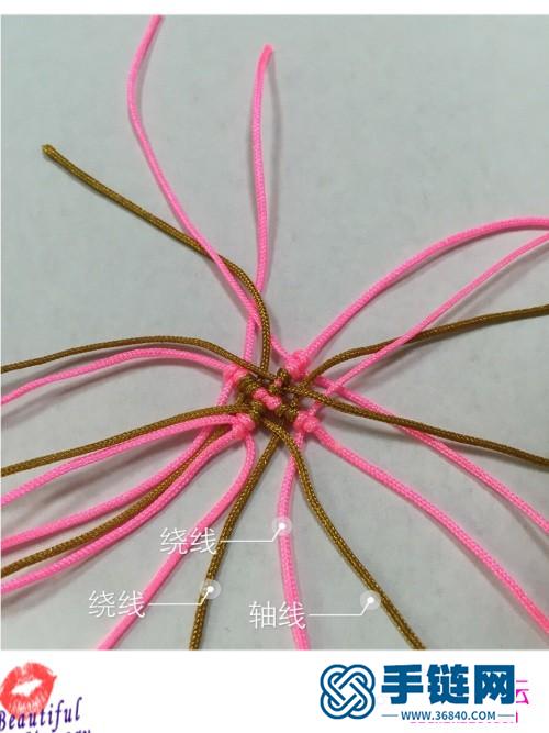 繩編粉色心形水晶耳環的制作步驟圖