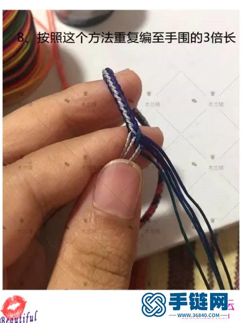 泰國蠟線繩編五彩熒光漸變手繩的制作方法