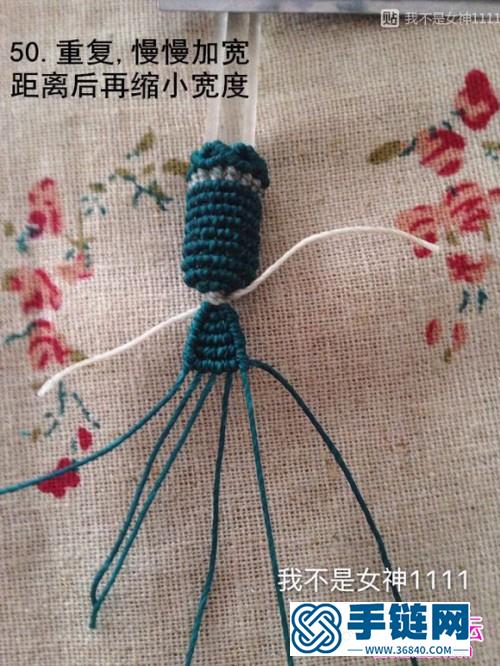 中國結編織水晶柱子包石吊墜方法圖解