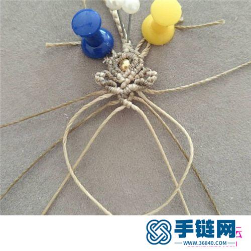 蠟線繩編綾花包石項鏈的詳細編制圖解