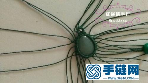 中國結編織波浪花鑲寶石吊墜圖解