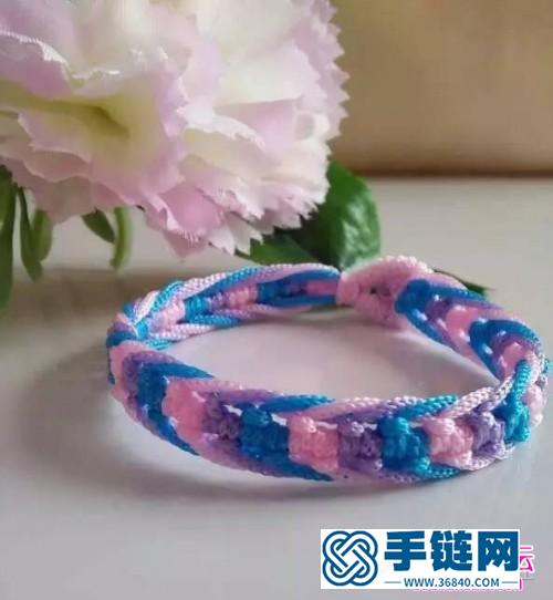 三彩雀頭結手鏈的編法圖解
