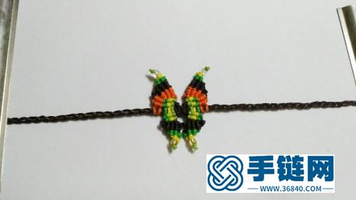 斜卷結(jié)編織制作小蝴蝶腕帶圖解