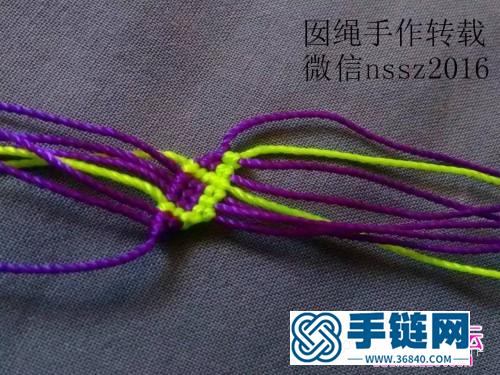 中國結編織菱形格子圖案的手繩教程