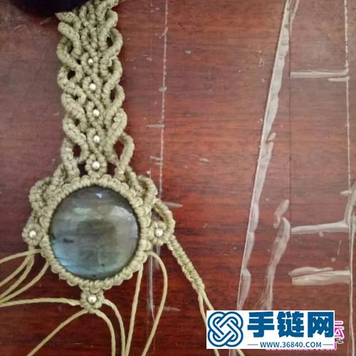 繩編波浪拉長石手繩的詳細編織教程