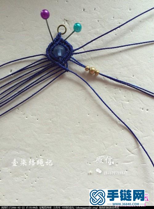 中國結編織中國風藍色串珠耳環教程