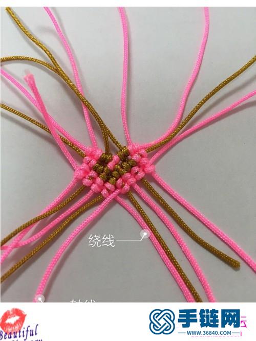 繩編粉色心形水晶耳環的制作步驟圖