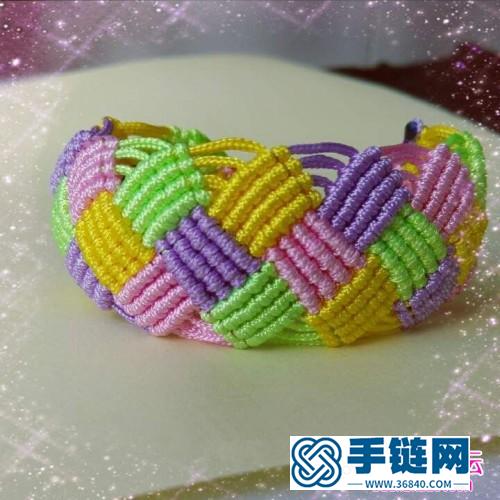繽紛色彩斜卷結手繩的制作方法