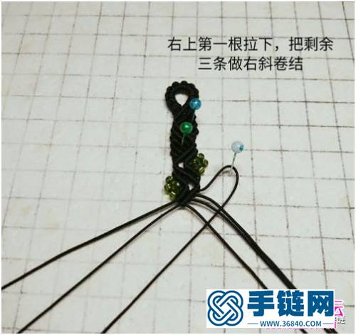 繩編S紋米珠斜卷結(jié)手繩的詳細(xì)編制教程