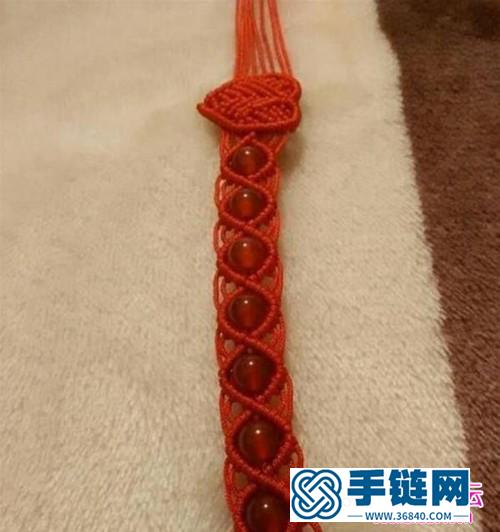 中國結編織十里桃花愛心紅繩手鏈教程