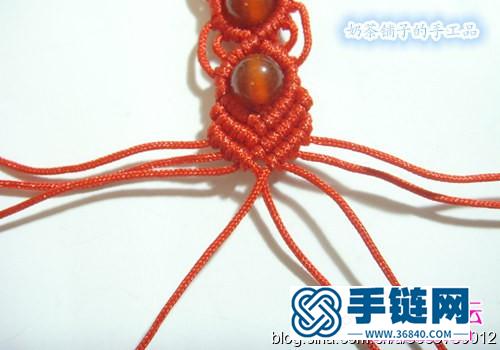 繩+紅瑪瑙轉運手鏈的編織方法