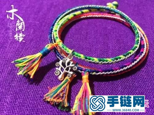 泰國蠟線繩編五彩熒光漸變手繩的制作方法