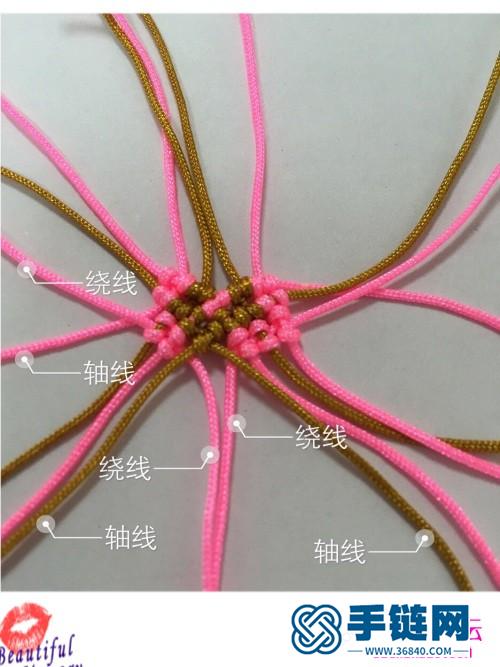 繩編粉色心形水晶耳環的制作步驟圖