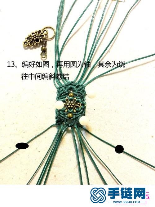 扁蠟線繩編古銅復古小花戒指的詳細編制圖解