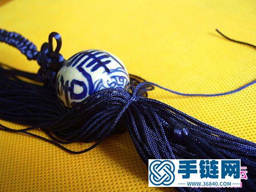 喜字青花瓷珠窗簾掛的制作方法