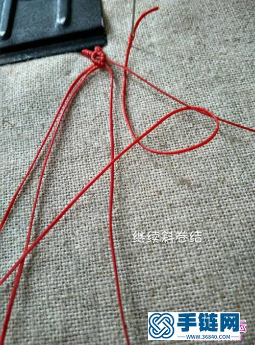 “紅菱”蕾絲小花手鏈制作圖解