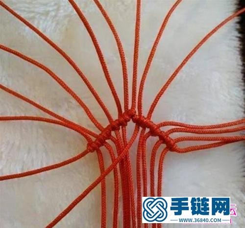中國結編織十里桃花愛心紅繩手鏈教程