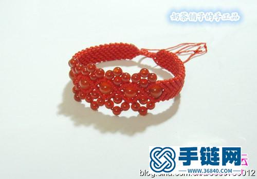 繩+紅瑪瑙轉運手鏈的編織方法