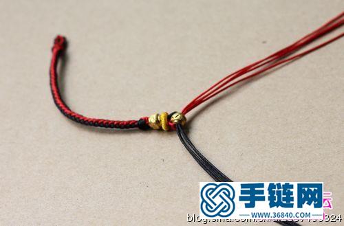 七星陣轉(zhuǎn)運(yùn)珠紅黑繩手鏈的編制方法