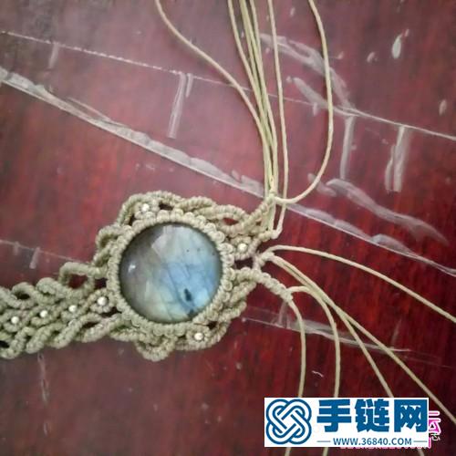 繩編波浪拉長石手繩的詳細編織教程