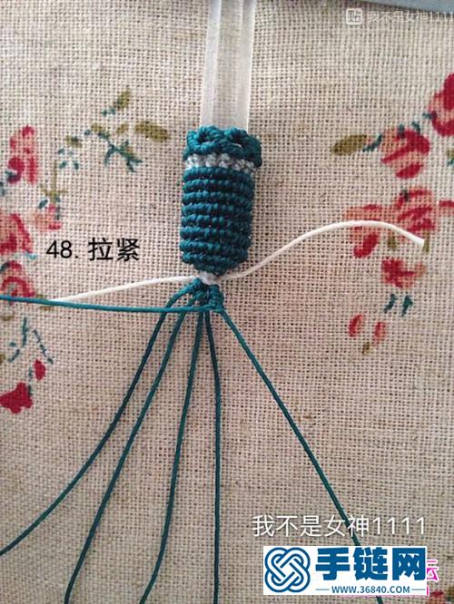 中國結編織水晶柱子包石吊墜方法圖解